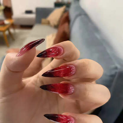 Blood Red & Black Stiletto Press-On Nails – Vampire Gothic Nails