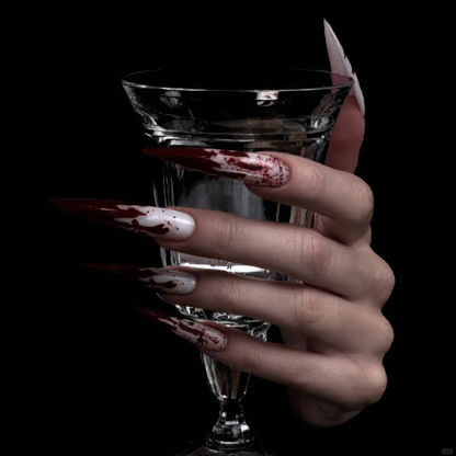 Blood Splatter Stiletto Press-On Nails – Bloody Halloween Horror Nails