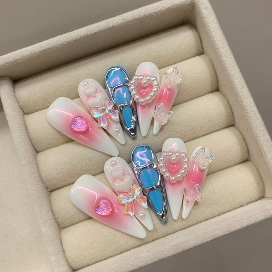 luxury-pink-heart-press-on-nails-handmade-3d-charm-set