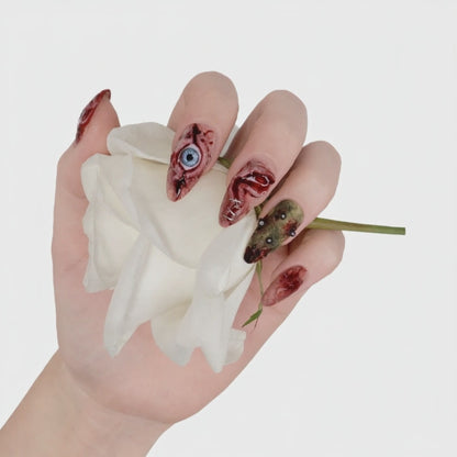 Luxury Horror Halloween Almond Press On Nails
