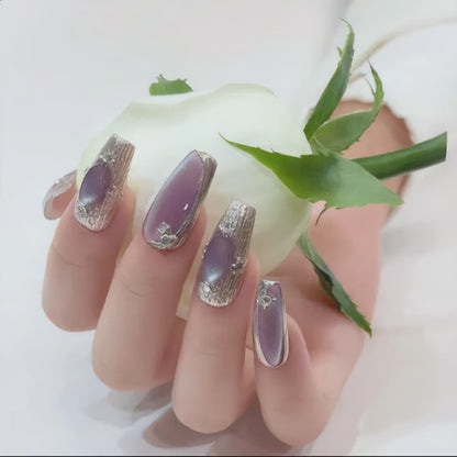 Luxury Lavender Chrome Press On Nails