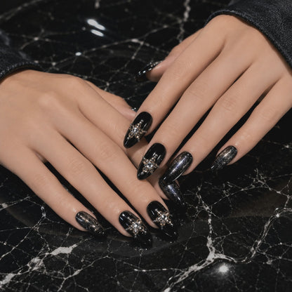 Black Crystal Luxury Press On Nails