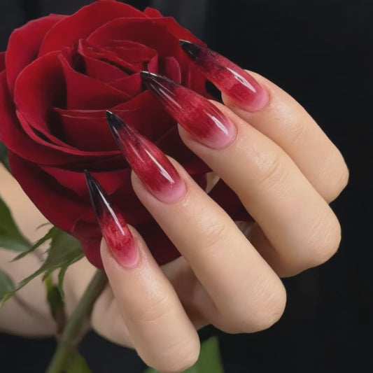 Blood Red & Black Stiletto Press-On Nails – Vampire Gothic Nails