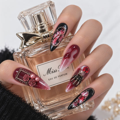 Luxury Gothic Blood Rose Press On Nails