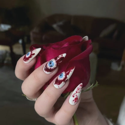 Crimson Evil Eye Gothic Press-On Nails