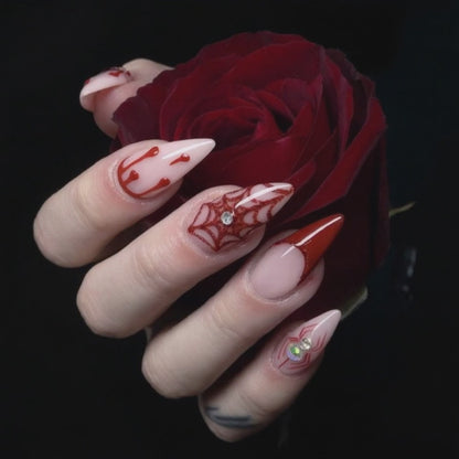 Crimson Cross Gothic Stiletto Press-On Nails