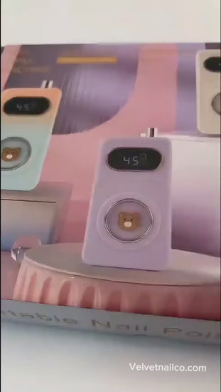 Video demonstration of Velvet Nail professional portable nail drill machine operating smoothly with zero vibration and low noise inside a luxury beauty salon.
