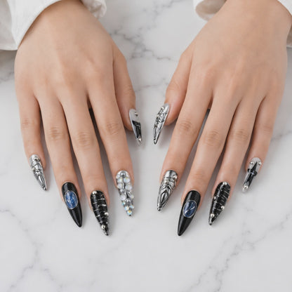 Galaxy Chrome Gothic Press On Nails