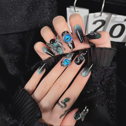 Black Gothic Butterfly Press On Nails